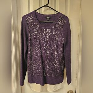 Purple Lace Blouse Sweater